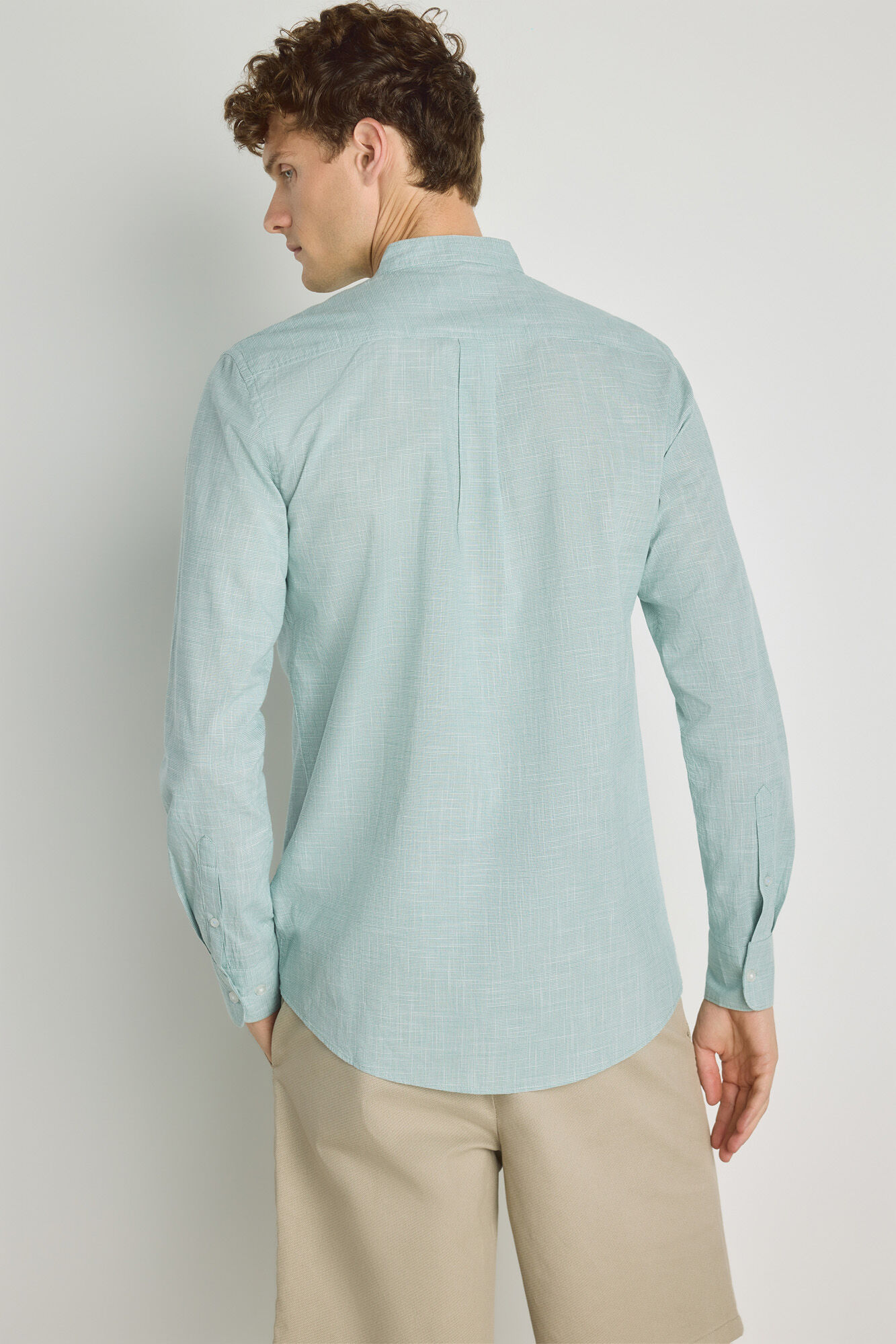Milano Camisa cuello mao manga larga Azul