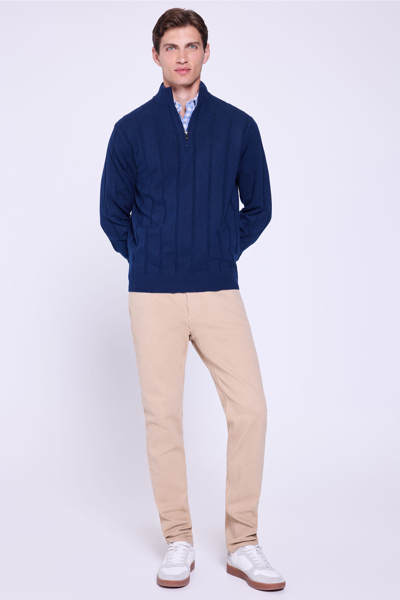 Milano Jersey con cierre de media cremallera Navy