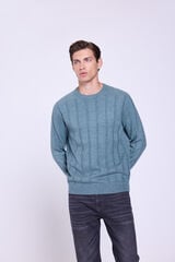 Milano Jersey básico de cuello redondo Azul turquesa