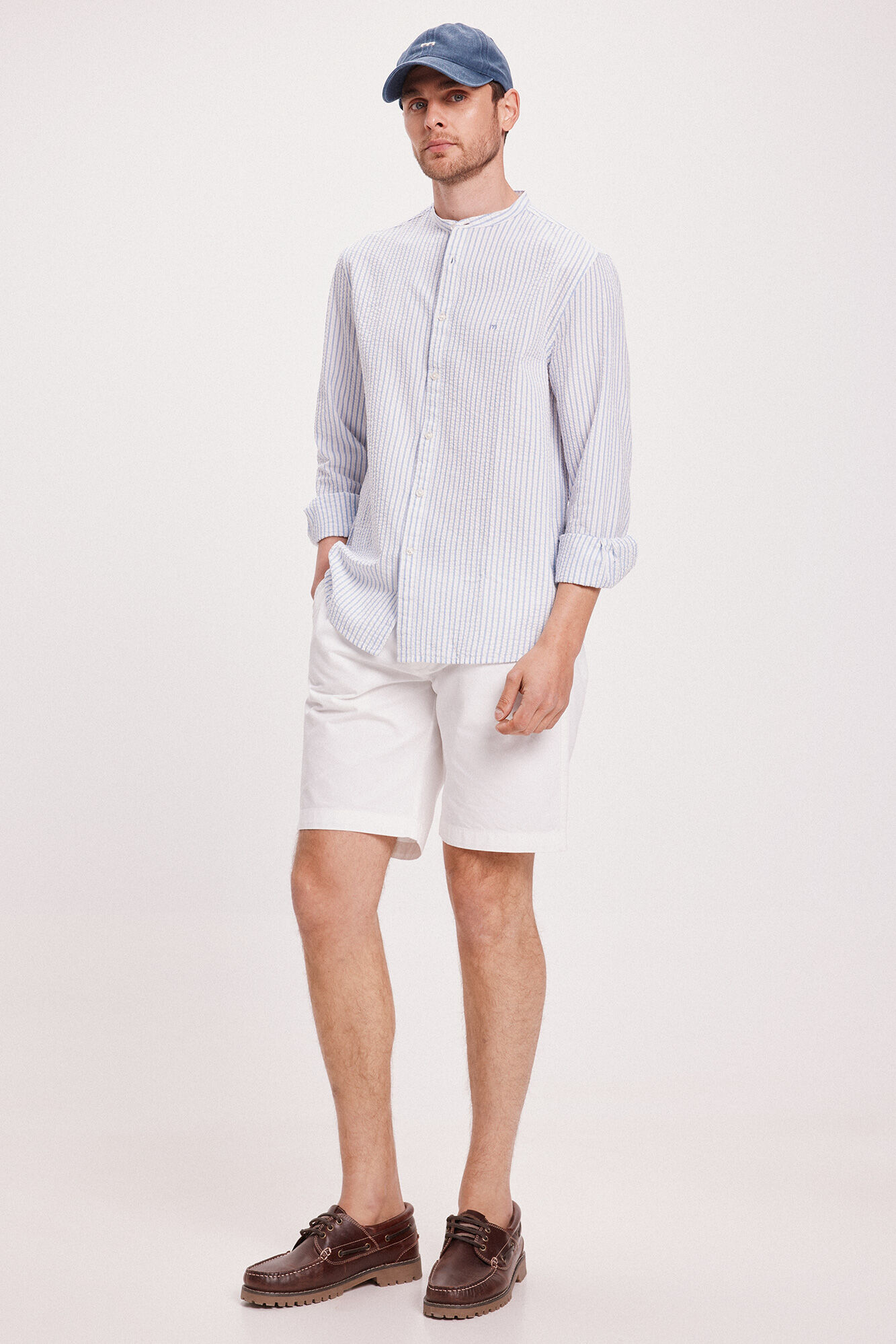 Milano Camisa Seersucker Rayas Azul