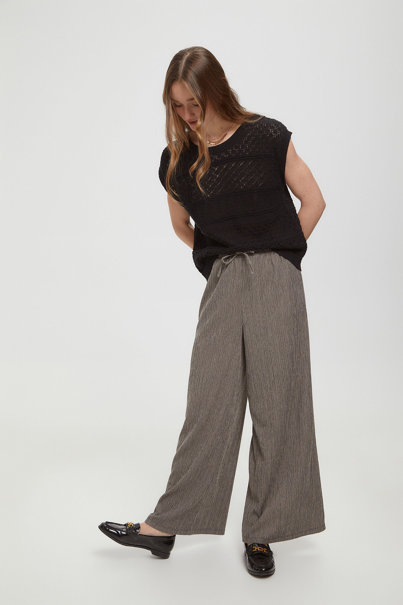 Milano Pantal&oacute;n ancho fluido Negro