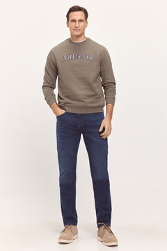 Fifty Outlet Sudadera Básica Patch Cuello Caja Kaki Claro