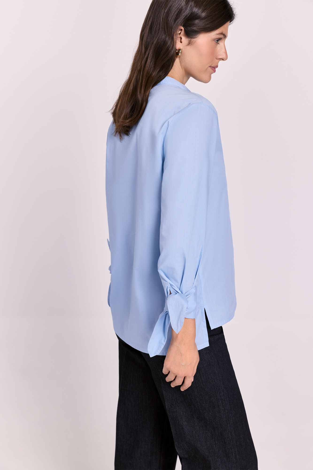 Milano Camisa cuello mao lisa Azul