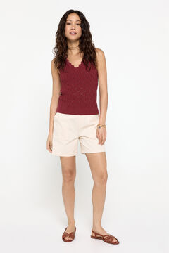Fifty Outlet Top de tirantes tricot calado Rojo/Coral