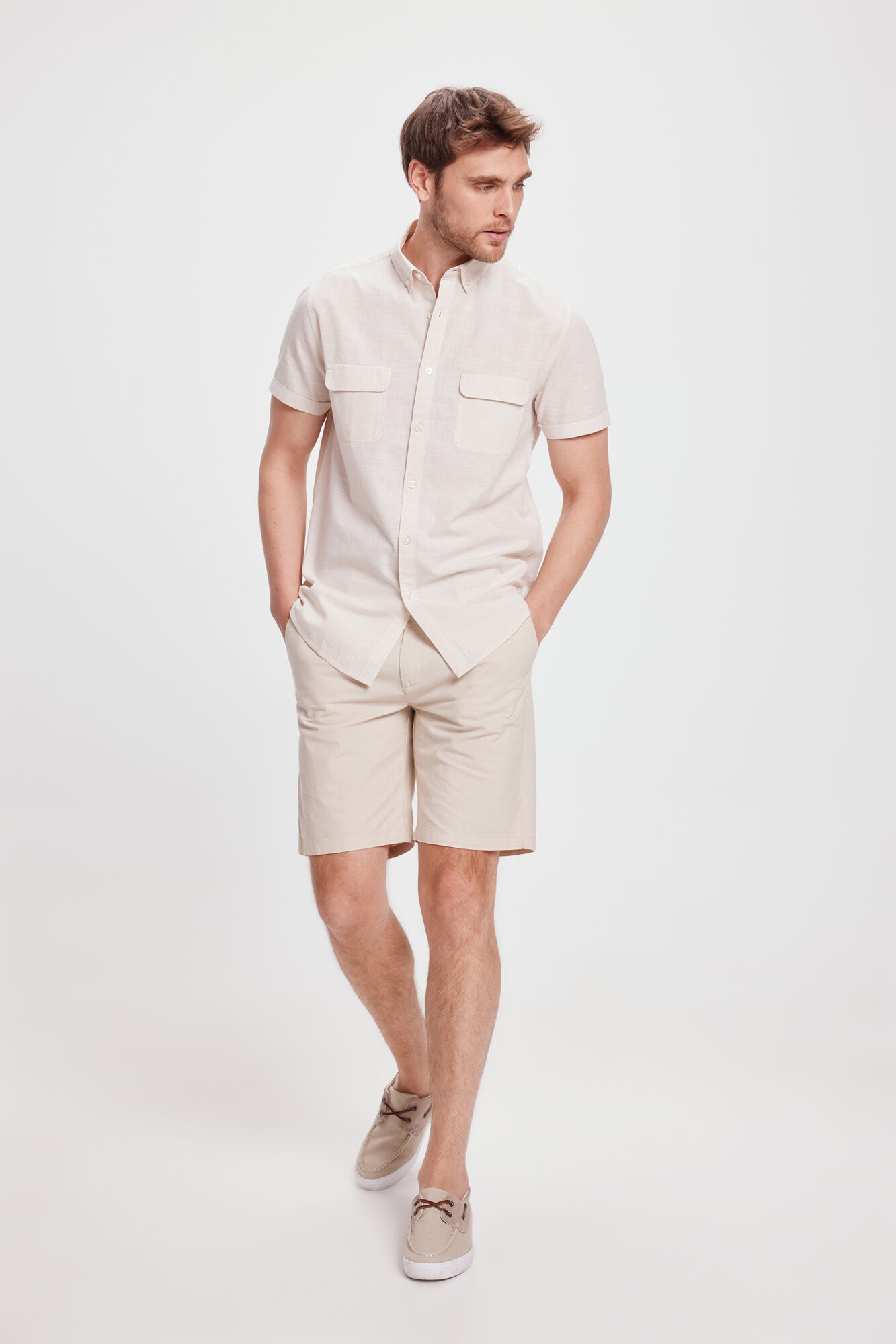 Milano Camisa Slub Lisa Bolsillos