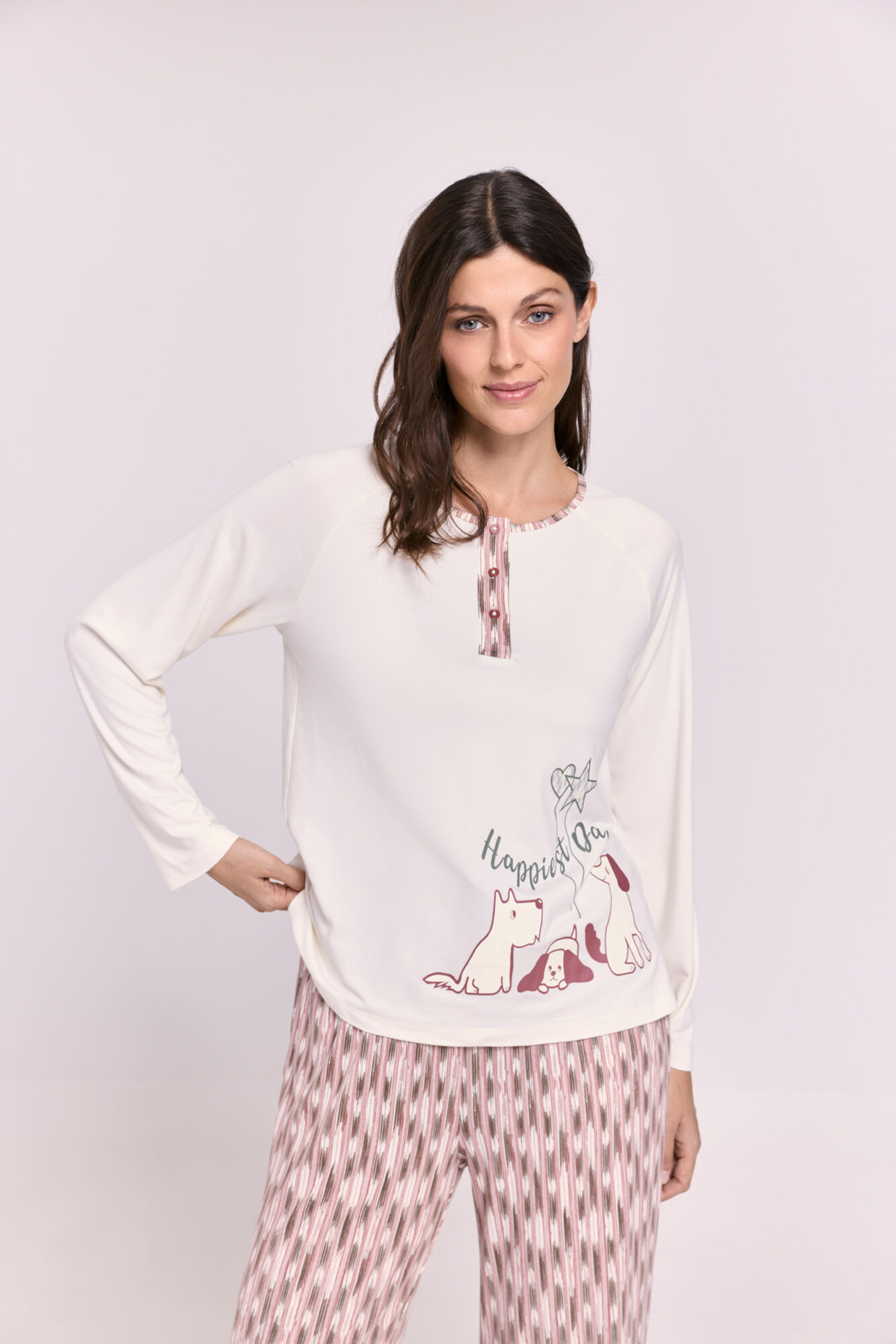 Milano Pijama estampado perros Beige