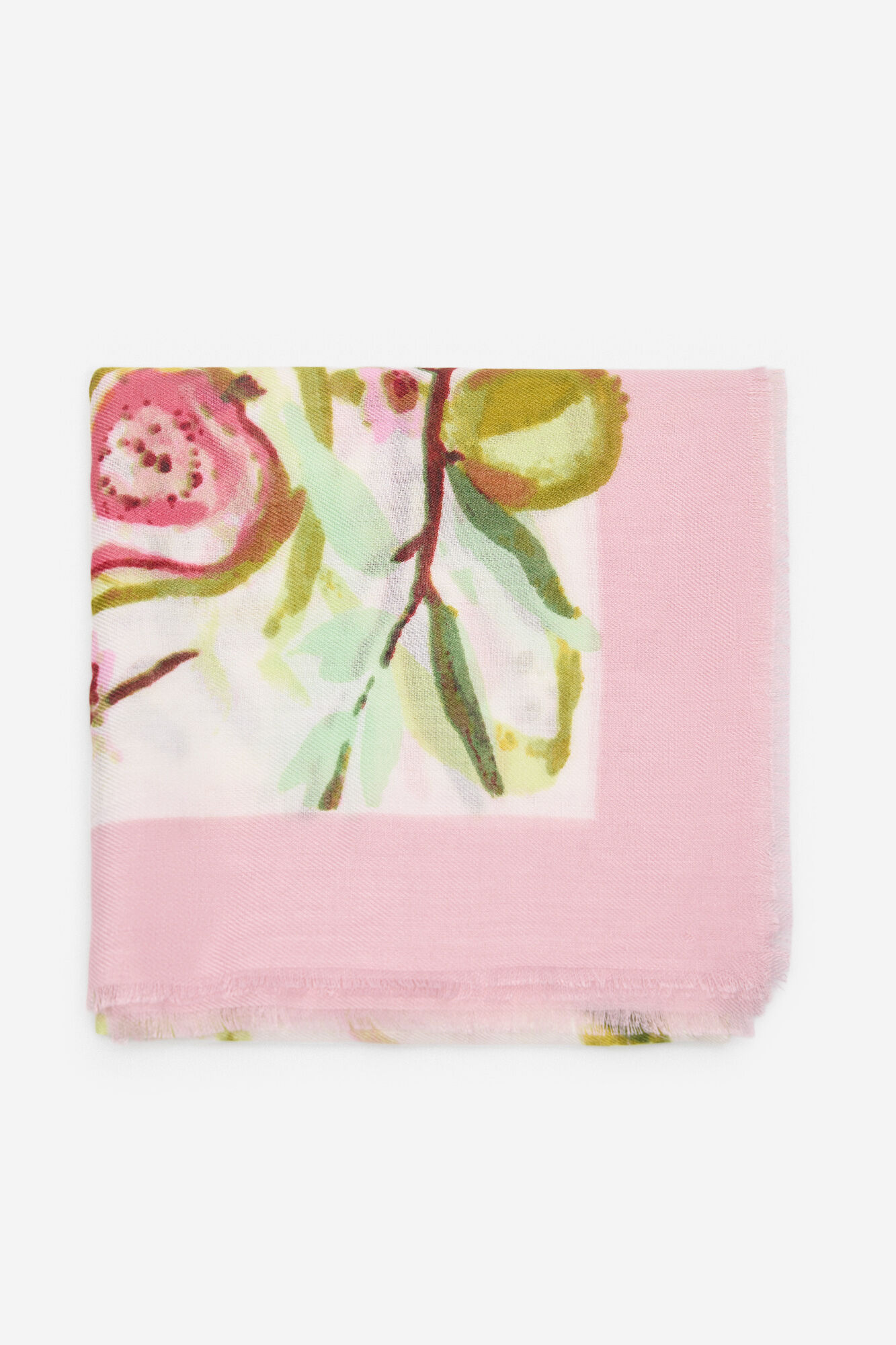 Milano Pa&ntilde;uelo estampado flores verde y rosa