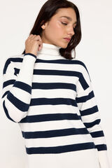 Fifty Outlet Suéter cuello vuelto dobladillo abierto Navy