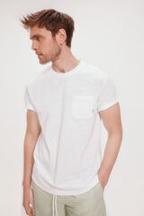 Milano Camiseta básica con Bolsillo Blanco