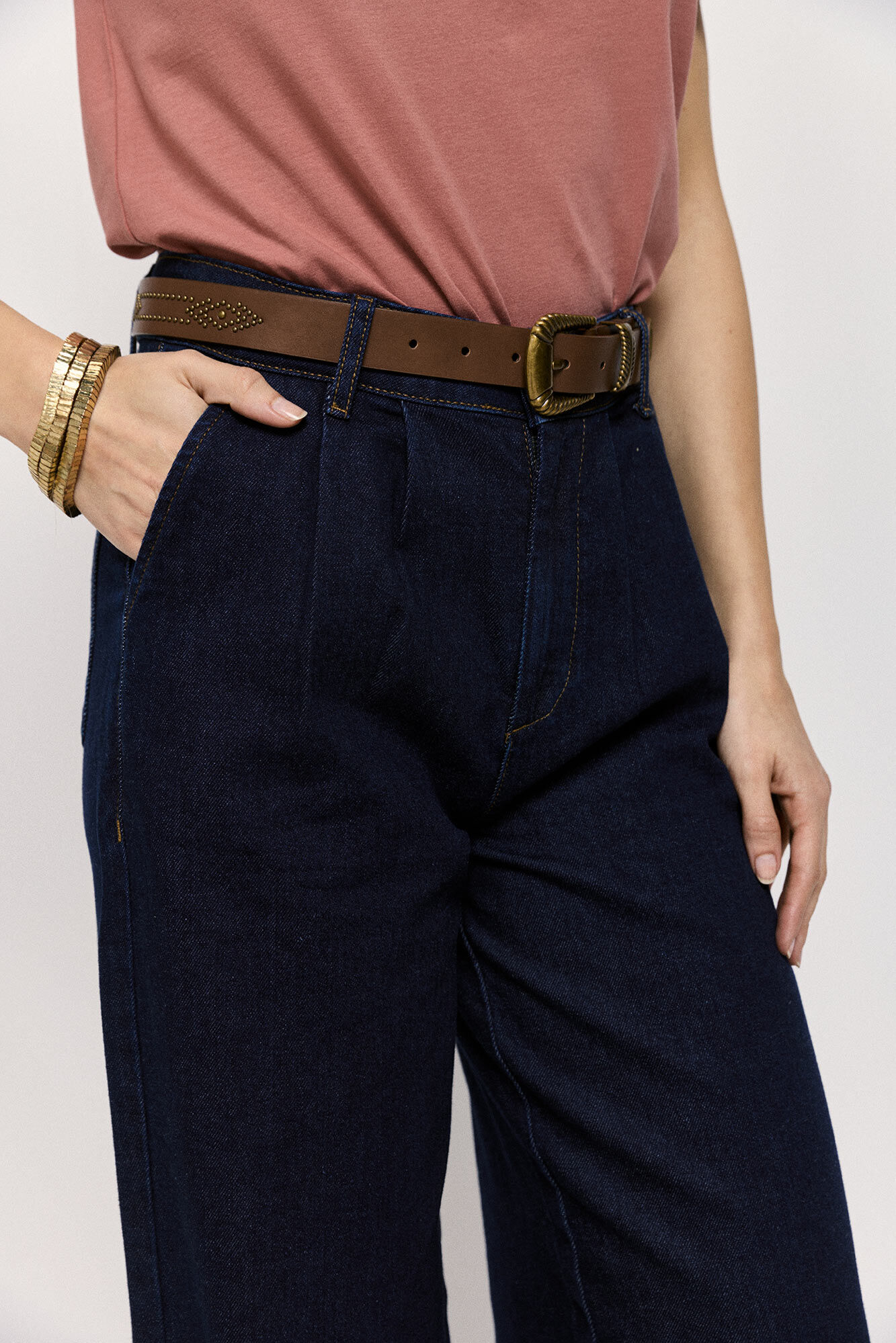 Milano Pantal&oacute;n ancho de mezclilla Navy