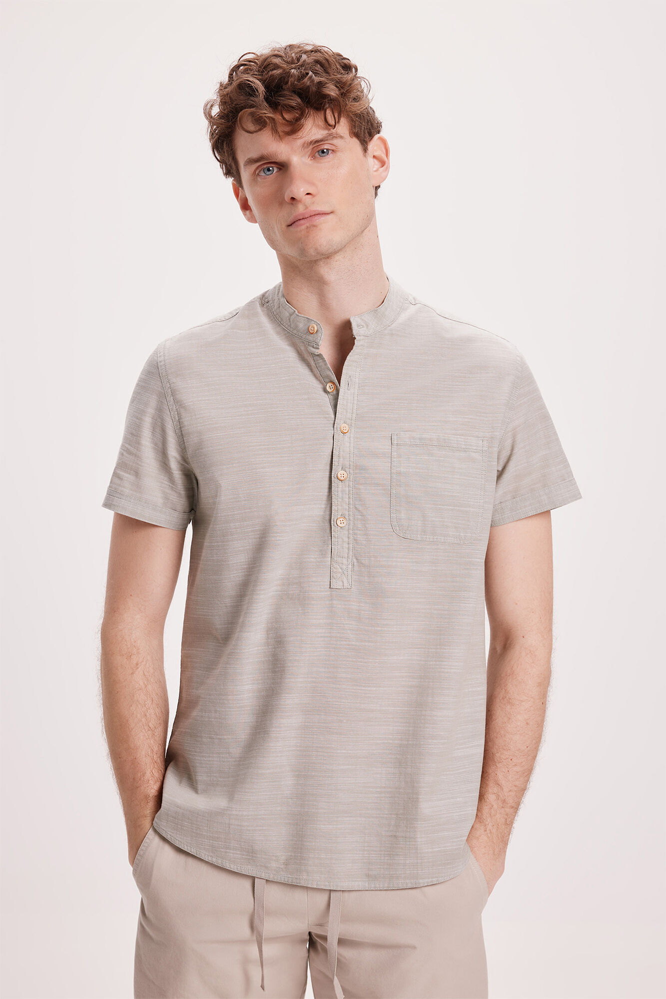Milano Camisa Slub Kaki