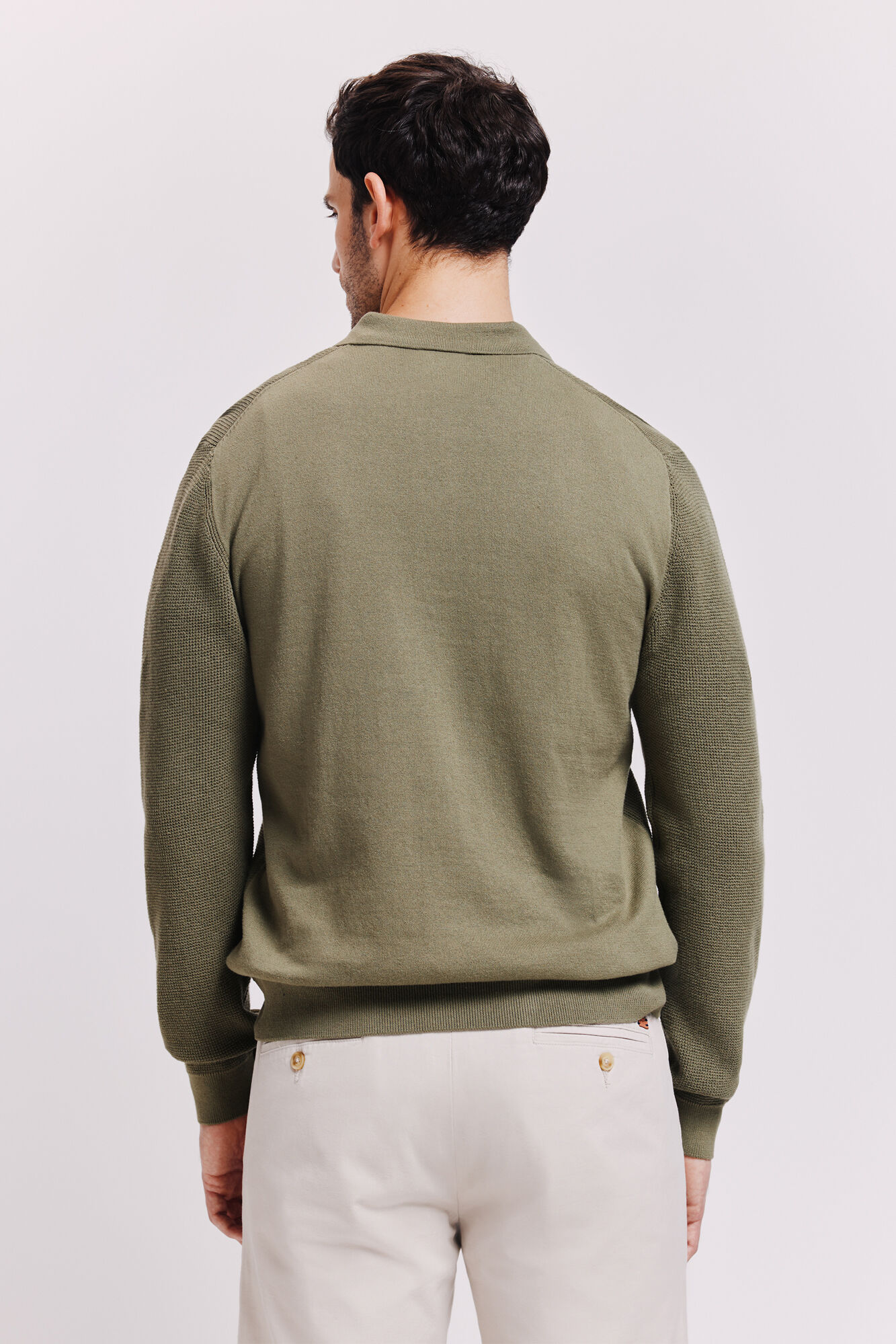 Milano Su&eacute;ter cuello polo Kaki Claro