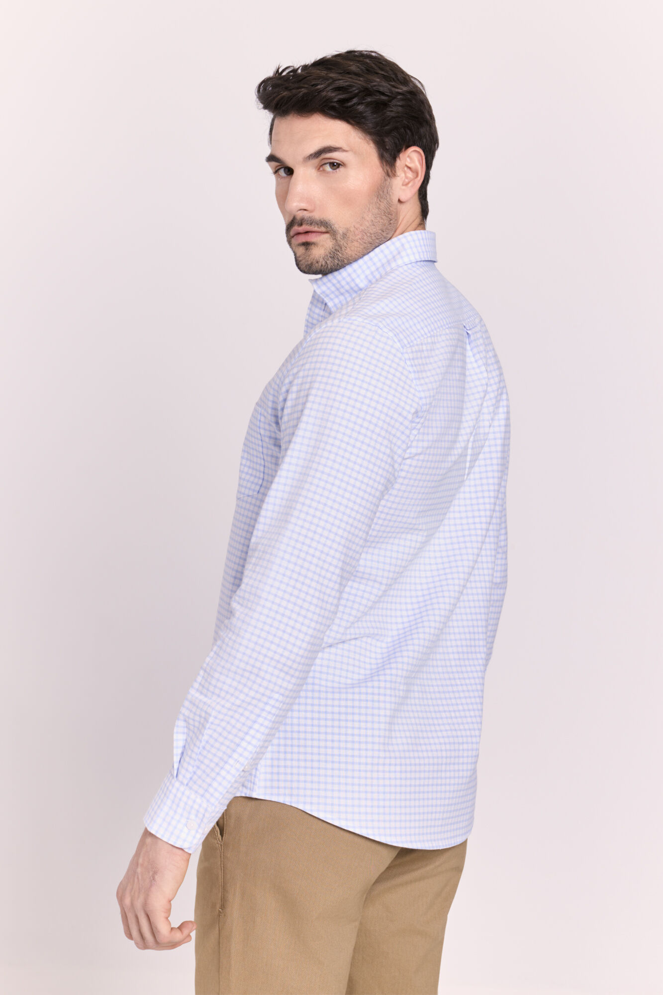 Milano Camisa manga larga a cuadros Azul Claro