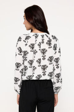 Fifty Outlet Blusa cuello pico natural