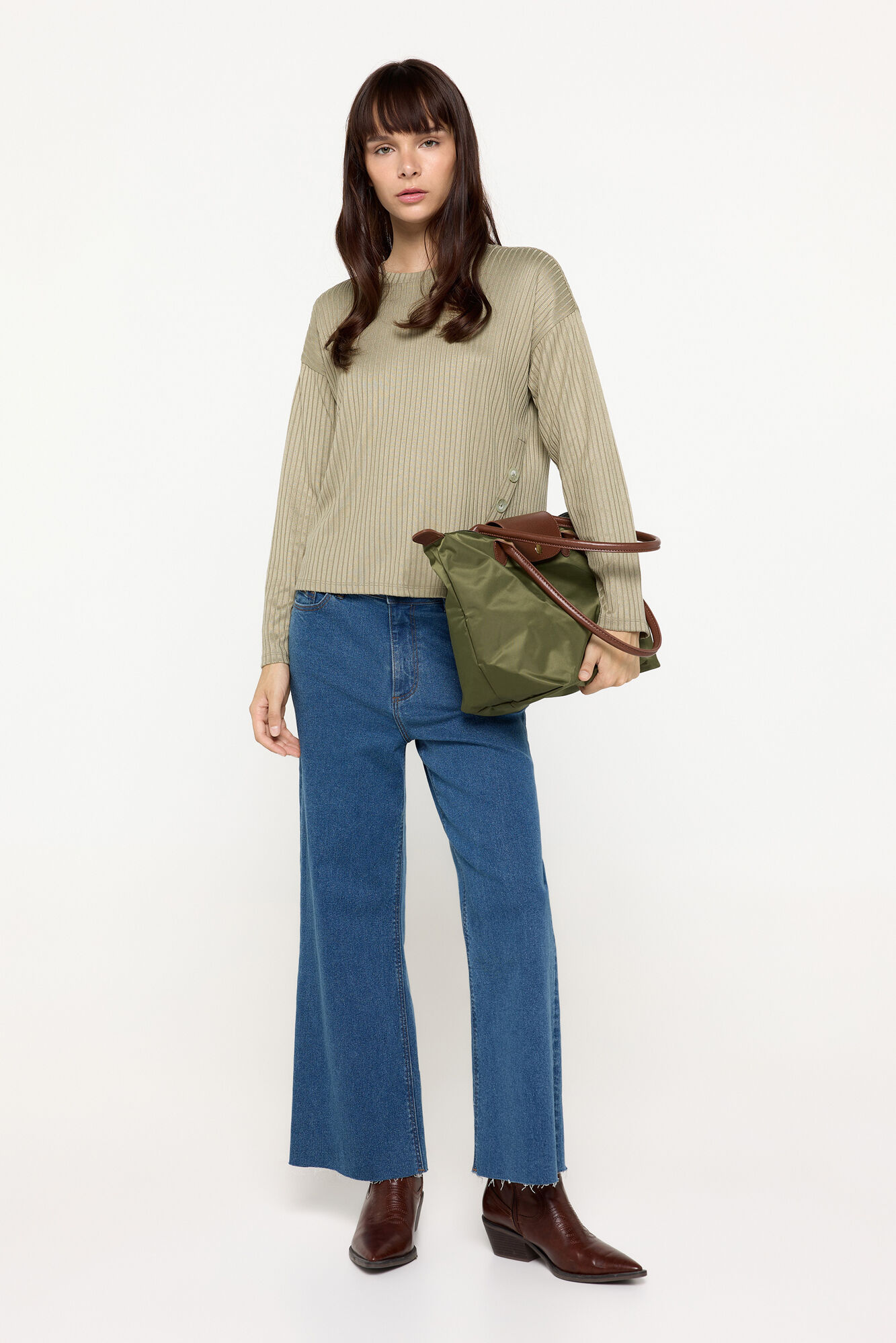 Milano Jersey manga larga de canale Kaki Claro