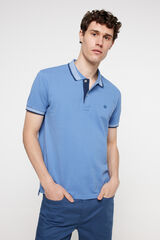 Fifty Outlet Polo piqué manga corta con patch engomado en pecho Azul