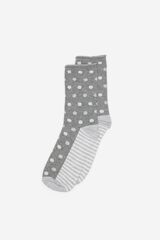 Fifty Outlet Calcetines gris melange con dibujo de puntos y rayas Azul