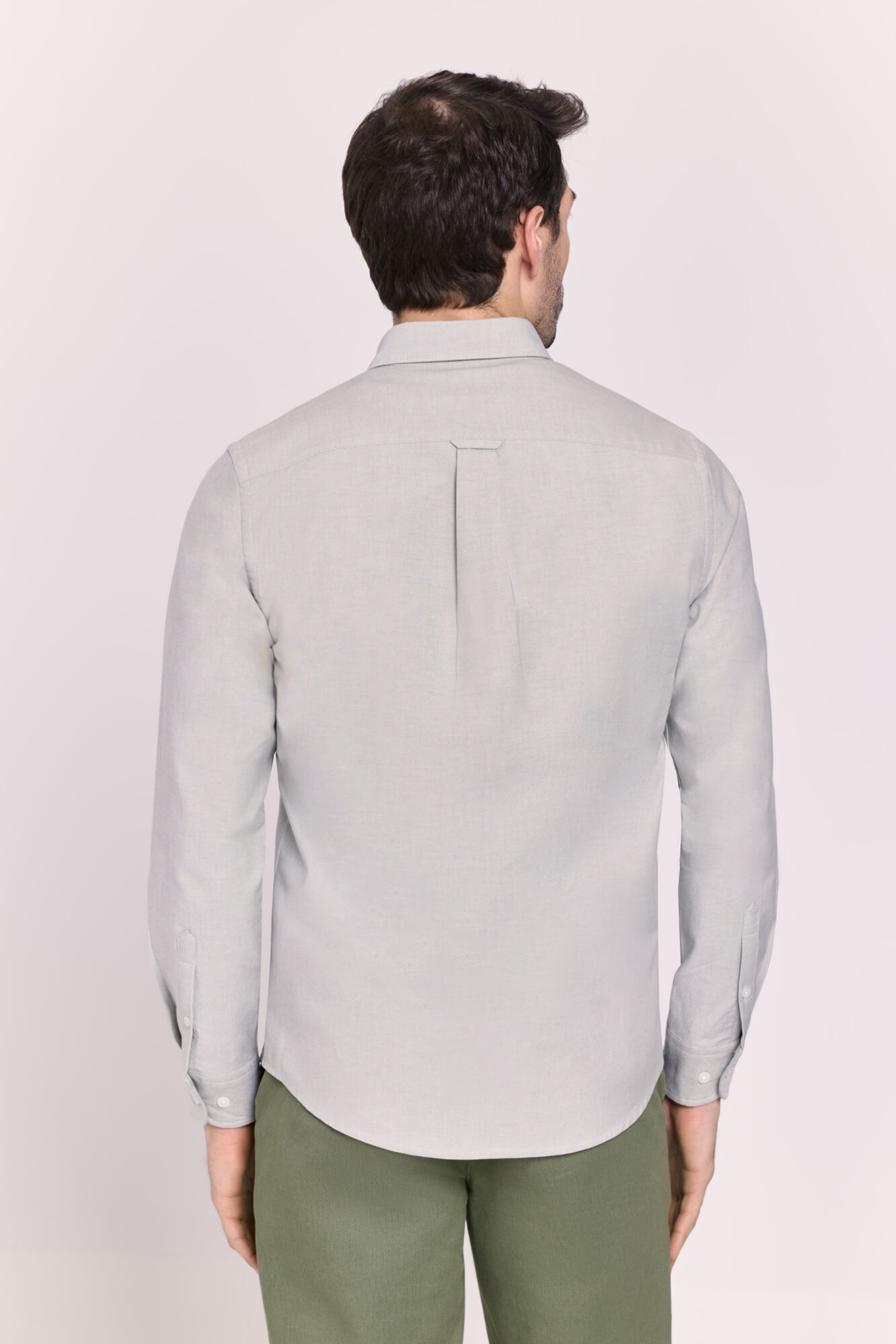 Milano Camisa lisa manga larga Kaki Claro