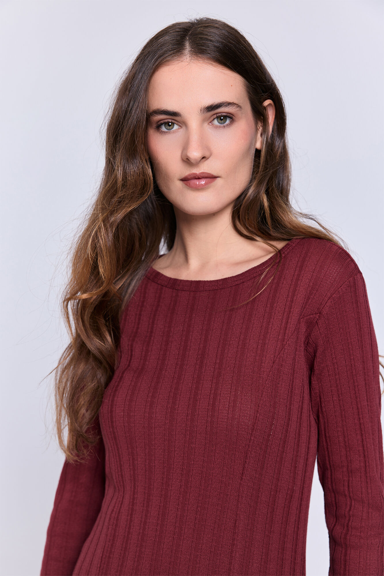 Milano Vestido midi manga larga Vino