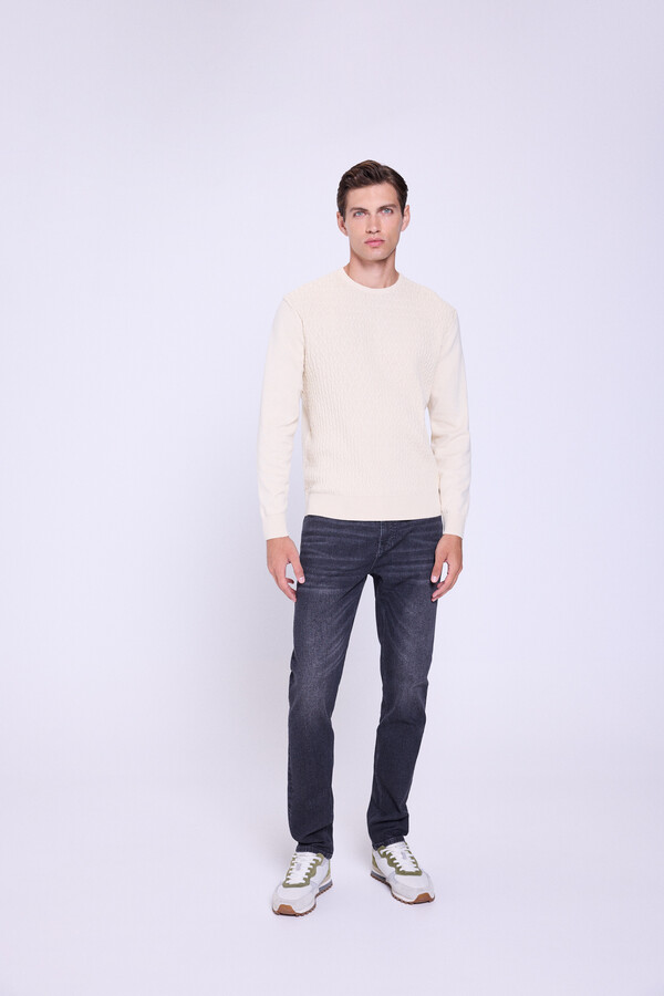 Milano Jersey de cuello redondo estructurado Beige