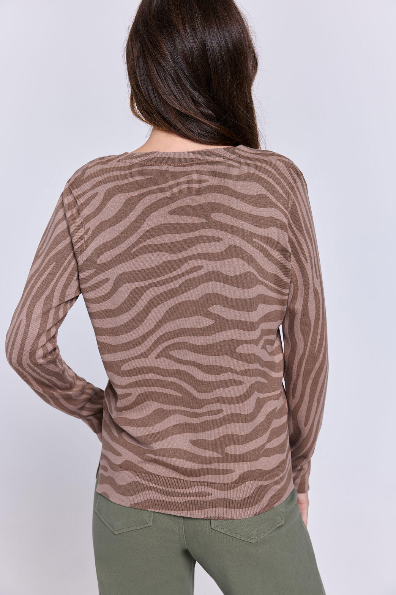 Milano Su&eacute;ter fino estampado de cebra natural