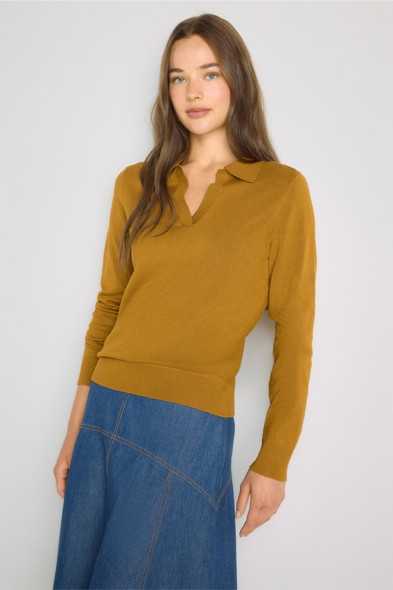 Milano Su&eacute;ter cuello polo Marr&oacute;n