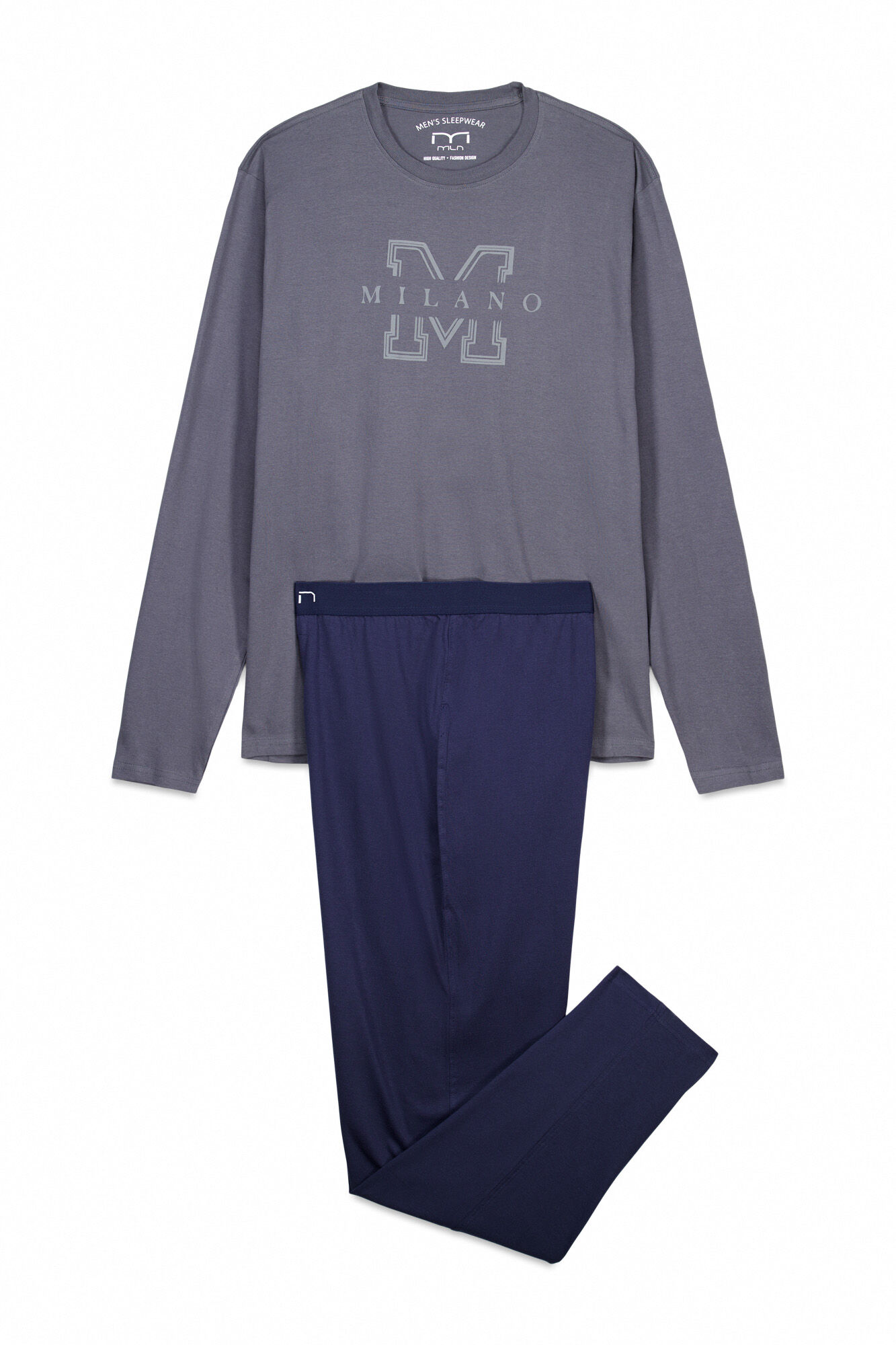 Milano Pijama con logo grande Gris Oscuro