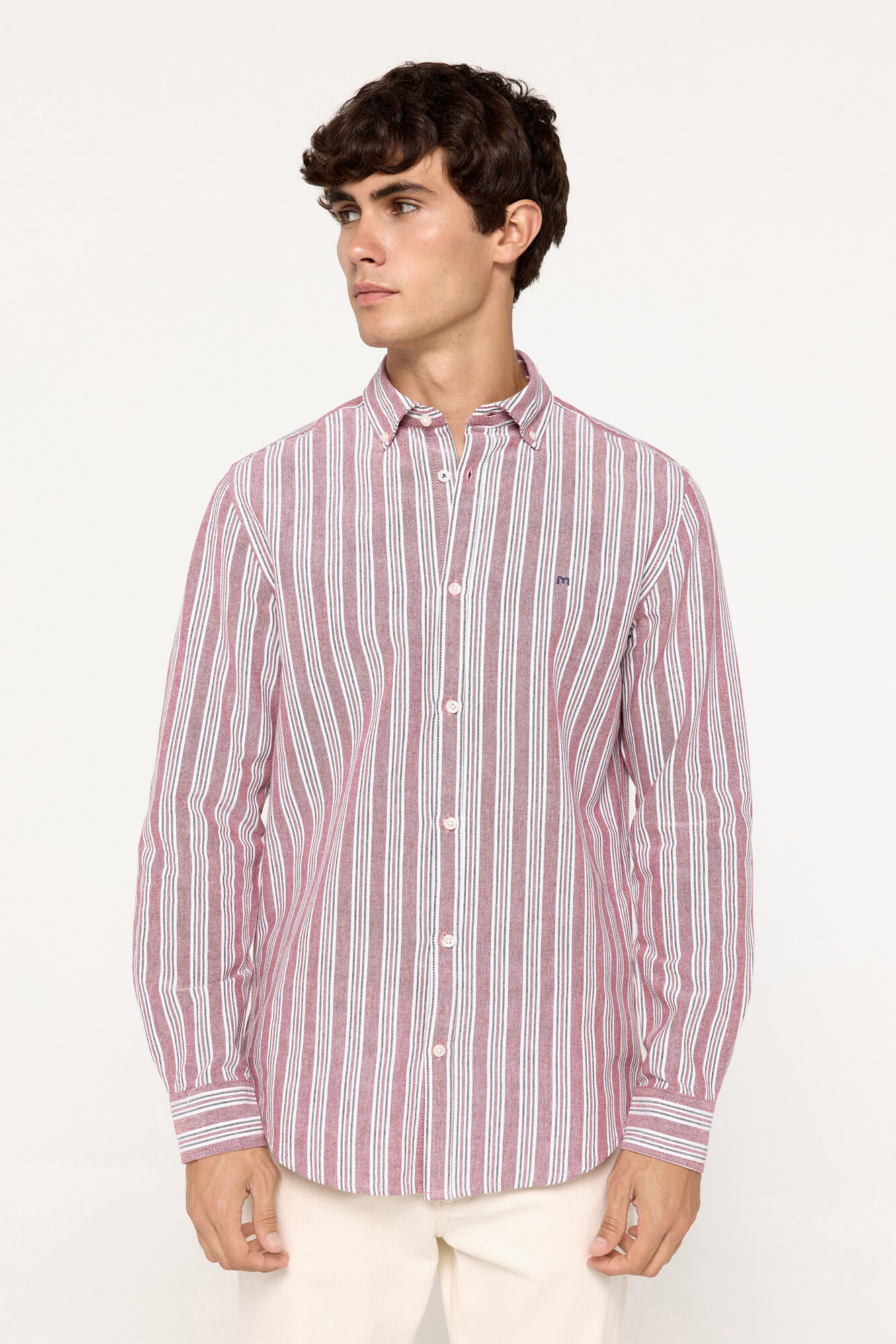 Milano Camisa Oxford Rayas Granate