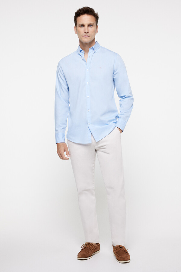 Fifty Outlet Camisa chambray lisa Azul