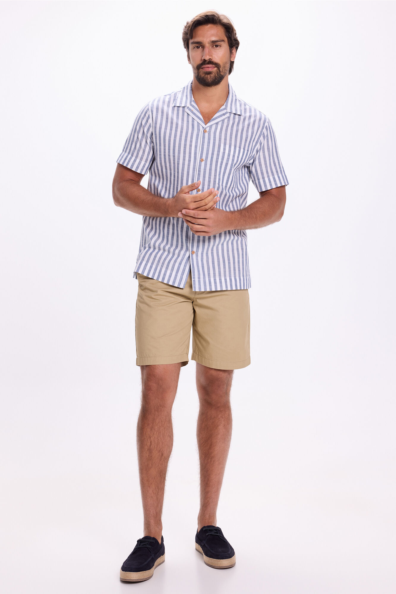 Milano Camisa estampada con cuello de solapa Navy