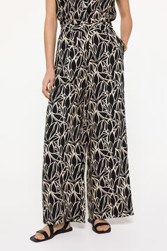 Fifty Outlet Pantalón estampado fit ancho con cintura elástica Estampado