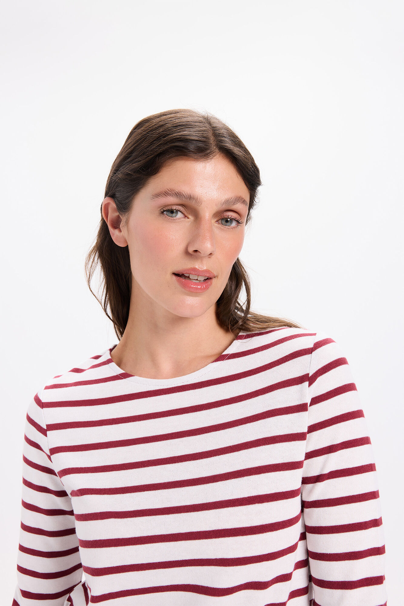 Milano playera de manga larga de algod&oacute;n grueso a rayas