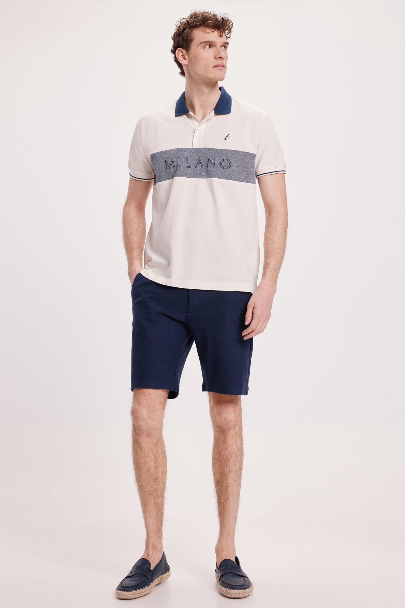 Milano Polo Piqu&eacute; Tejido Contraste Blanco