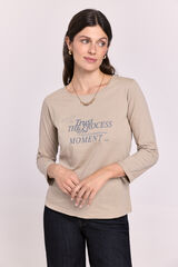 Milano Playera manga francesa estampado en el frente Marfil