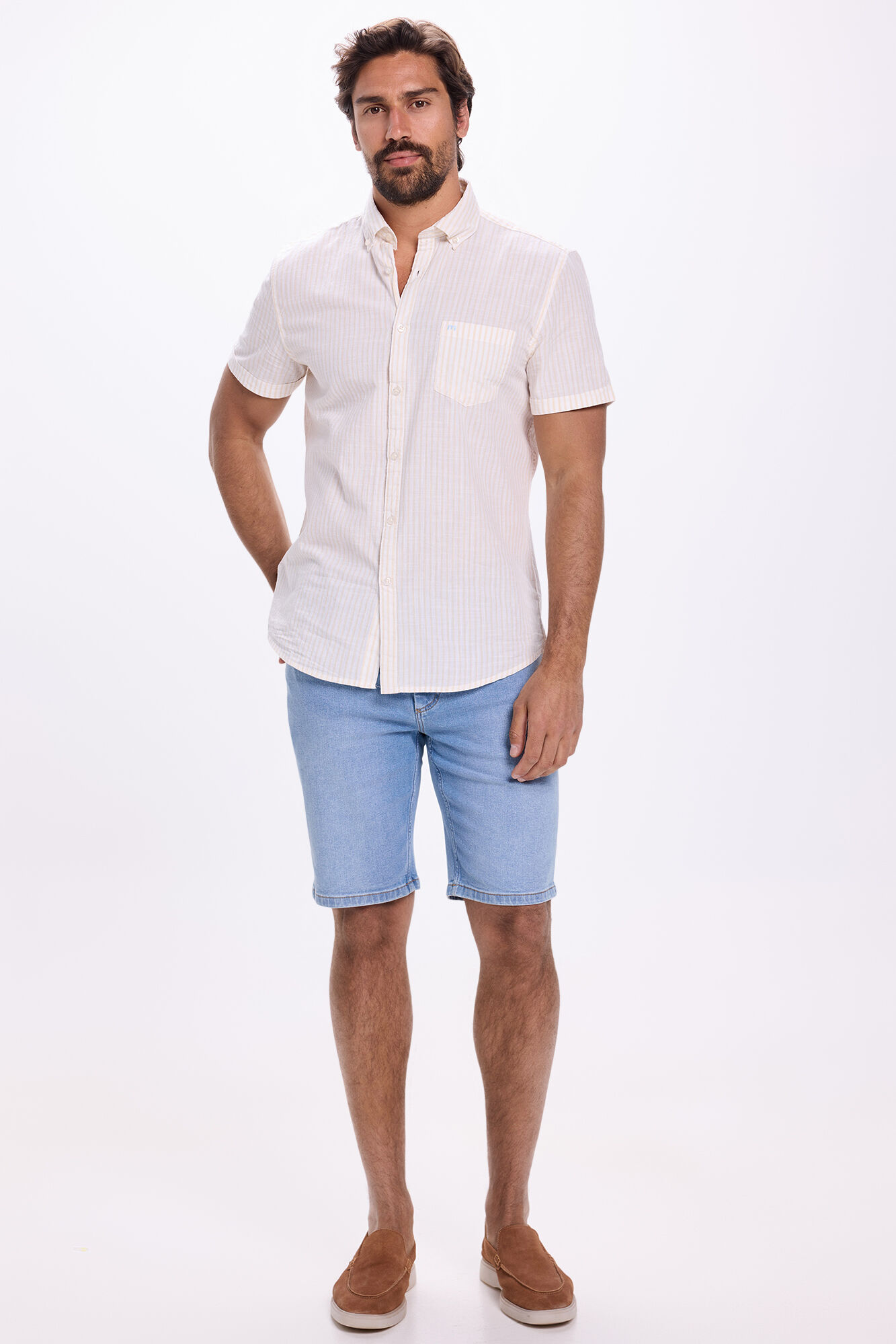 Milano Camisa de rayas rayas Beige