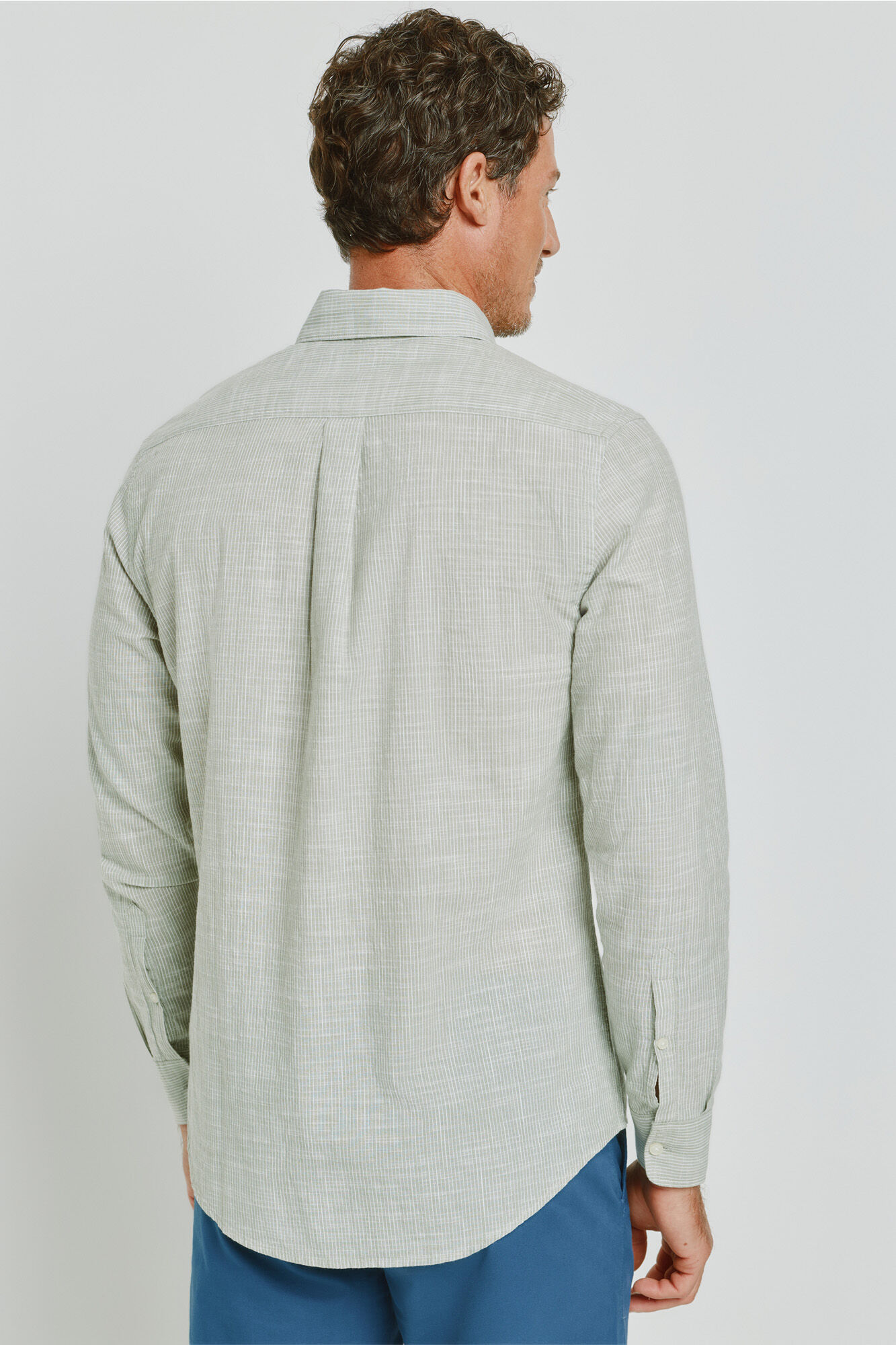 Milano Camisa de rayas manga larga Kaki Claro