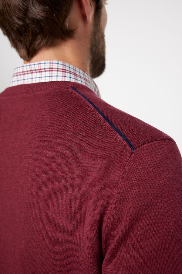 Fifty Outlet Jersey cuello redondo ajustado, de algodón Granate