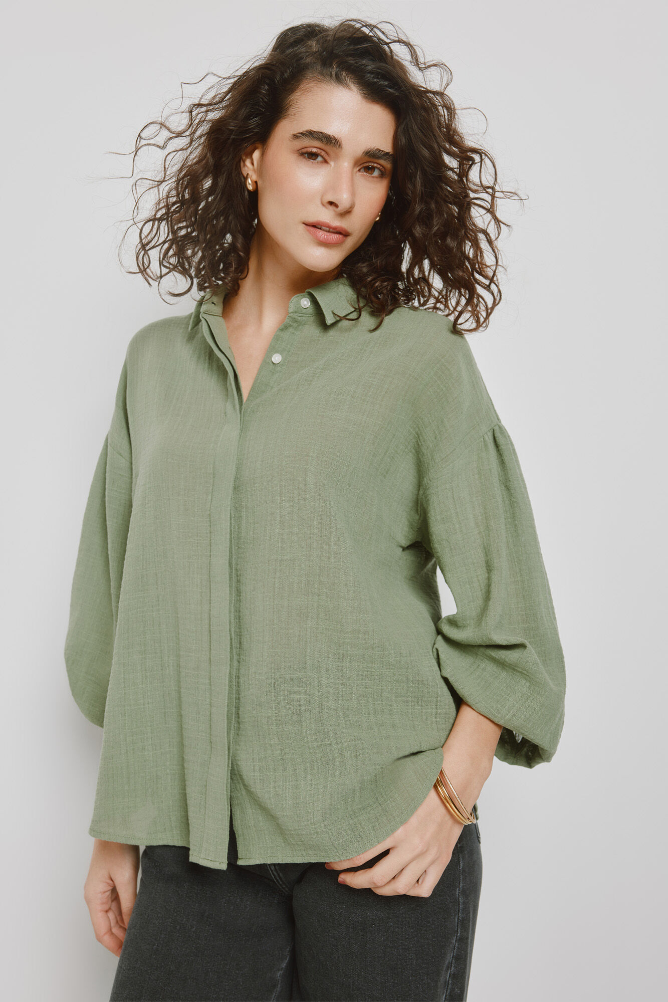 Milano Blusa lisa Kaki Claro