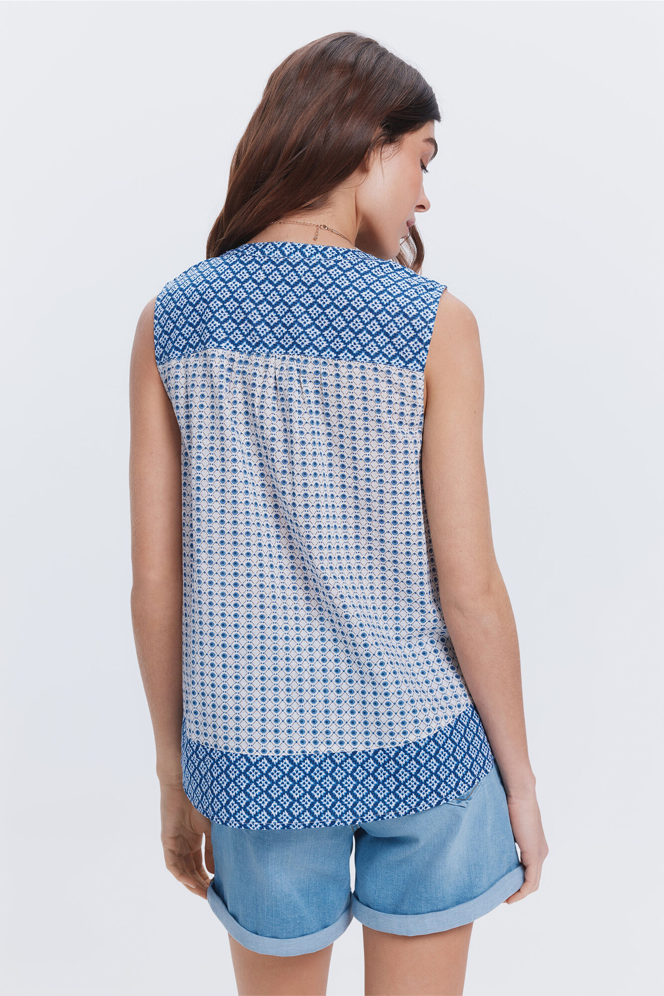 Milano Blusa fluida estampada Azul