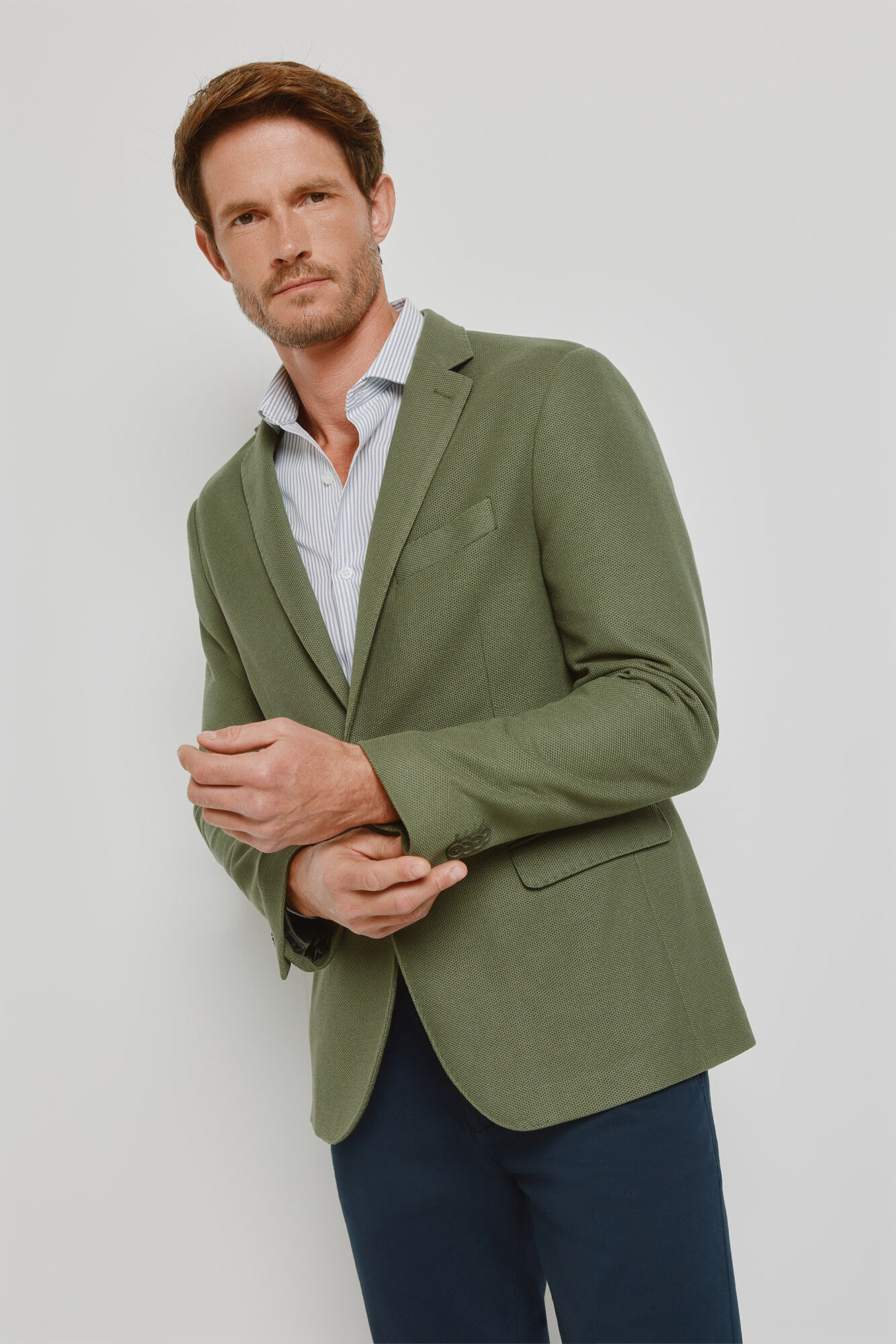 Milano Blazer de punto estructurado Kaki Claro