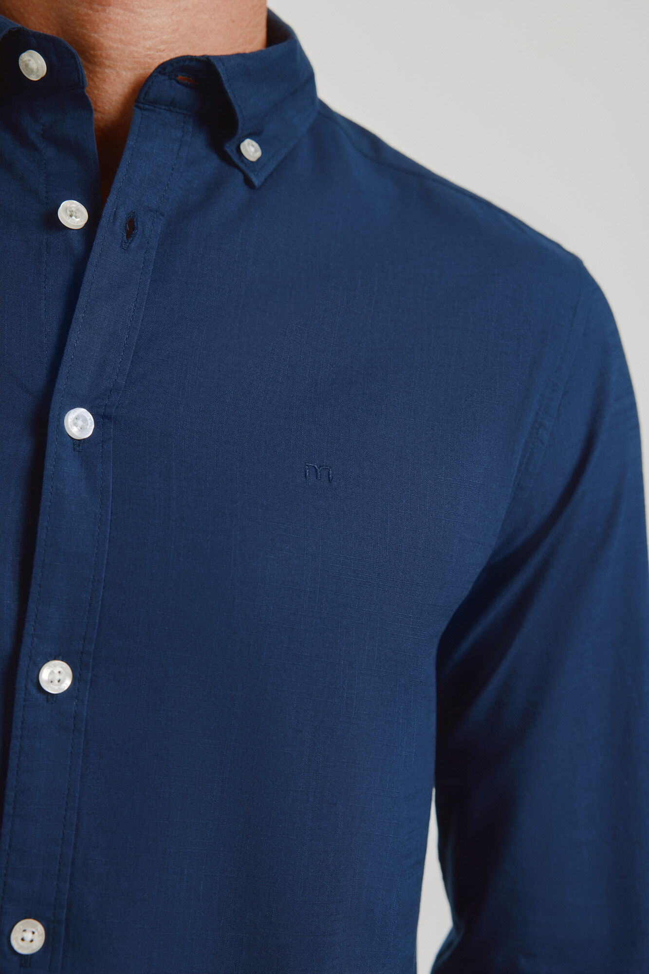Milano Camisa lisa de manga larga Navy