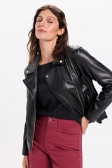 Fifty Outlet Chamarra motera negra efecto piel Negro