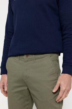 Fifty Outlet Pantalón Chino Liso Kaki Oscuro