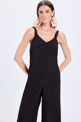 Milano Jumpsuit fluido con escote en PICO Negro