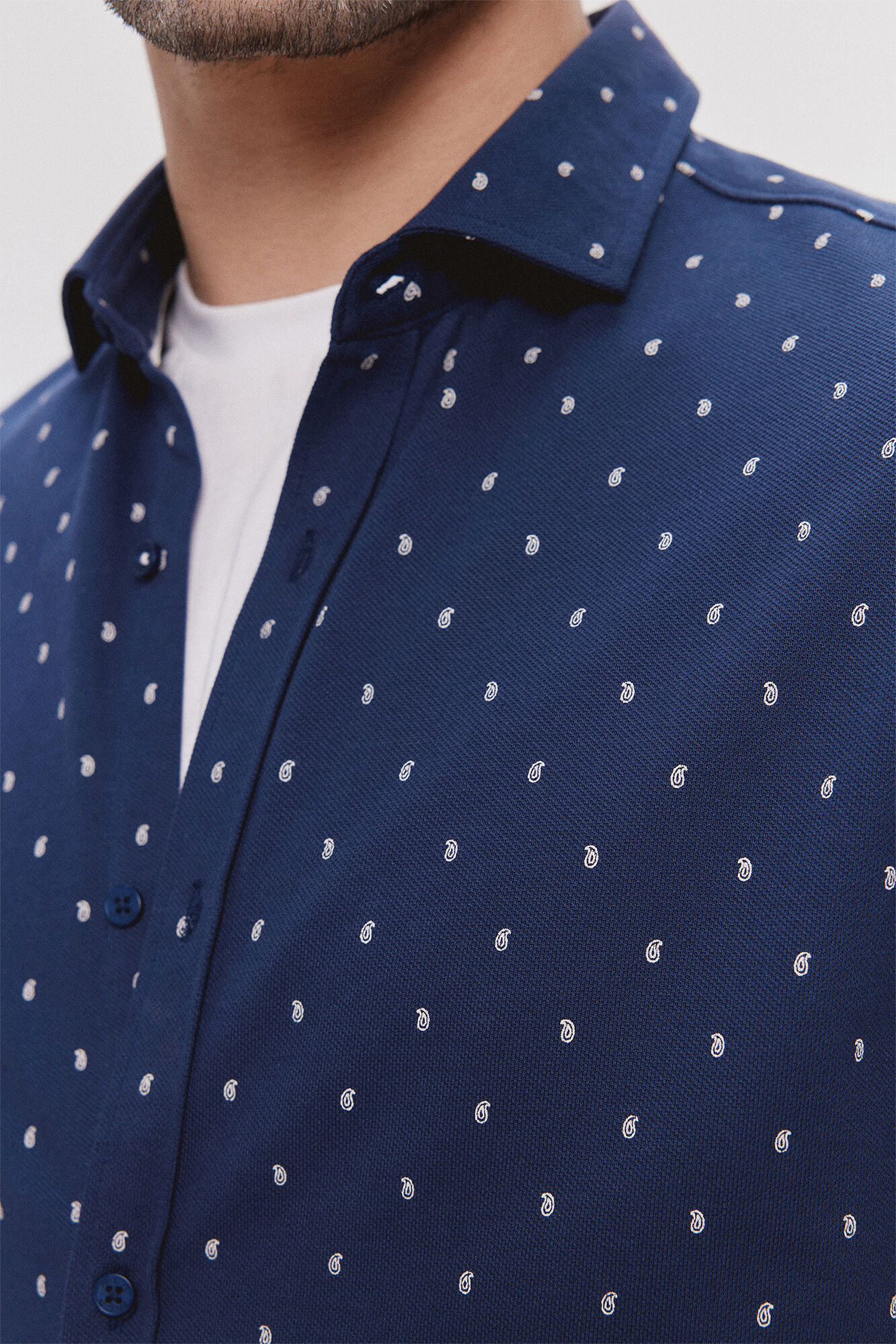 Milano Camisa Piqu&eacute; estampada Navy