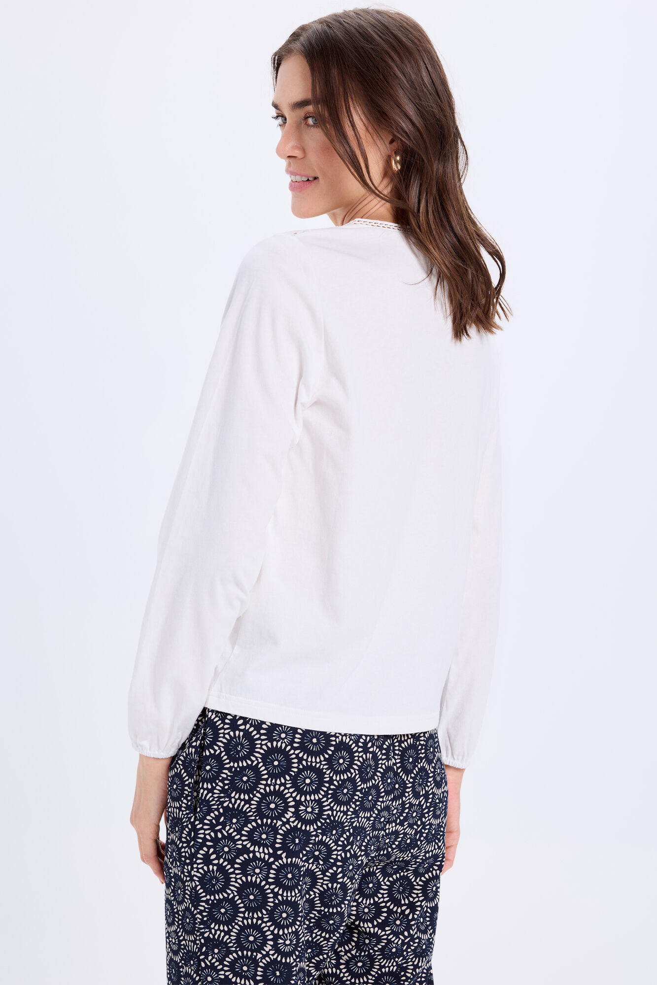 Milano playera combinada de manga larga Blanco