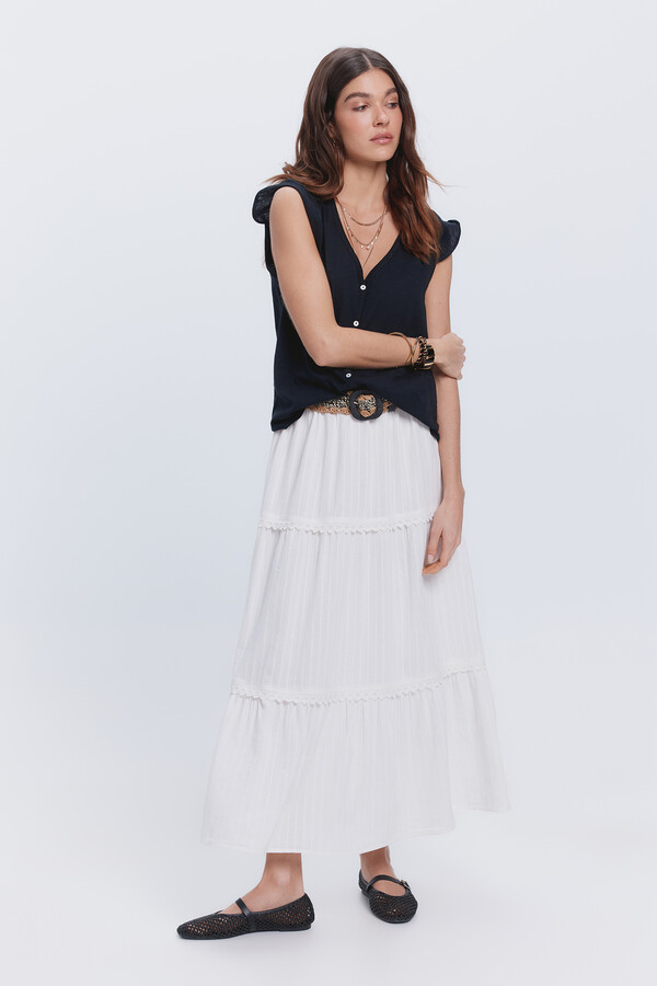 Milano Camiseta botones en escote Azul