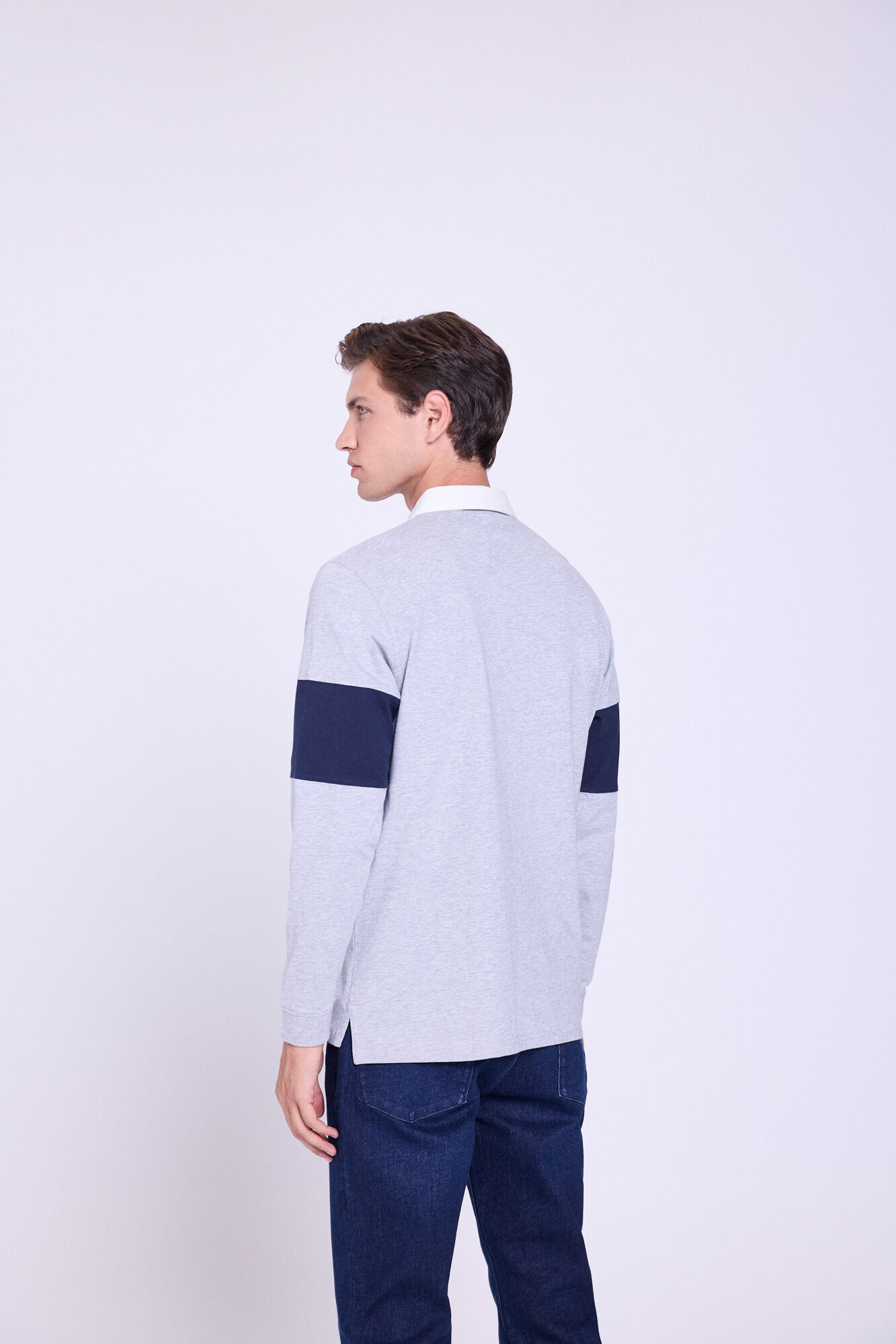 Milano Polo de rugby bicolor Gris Claro