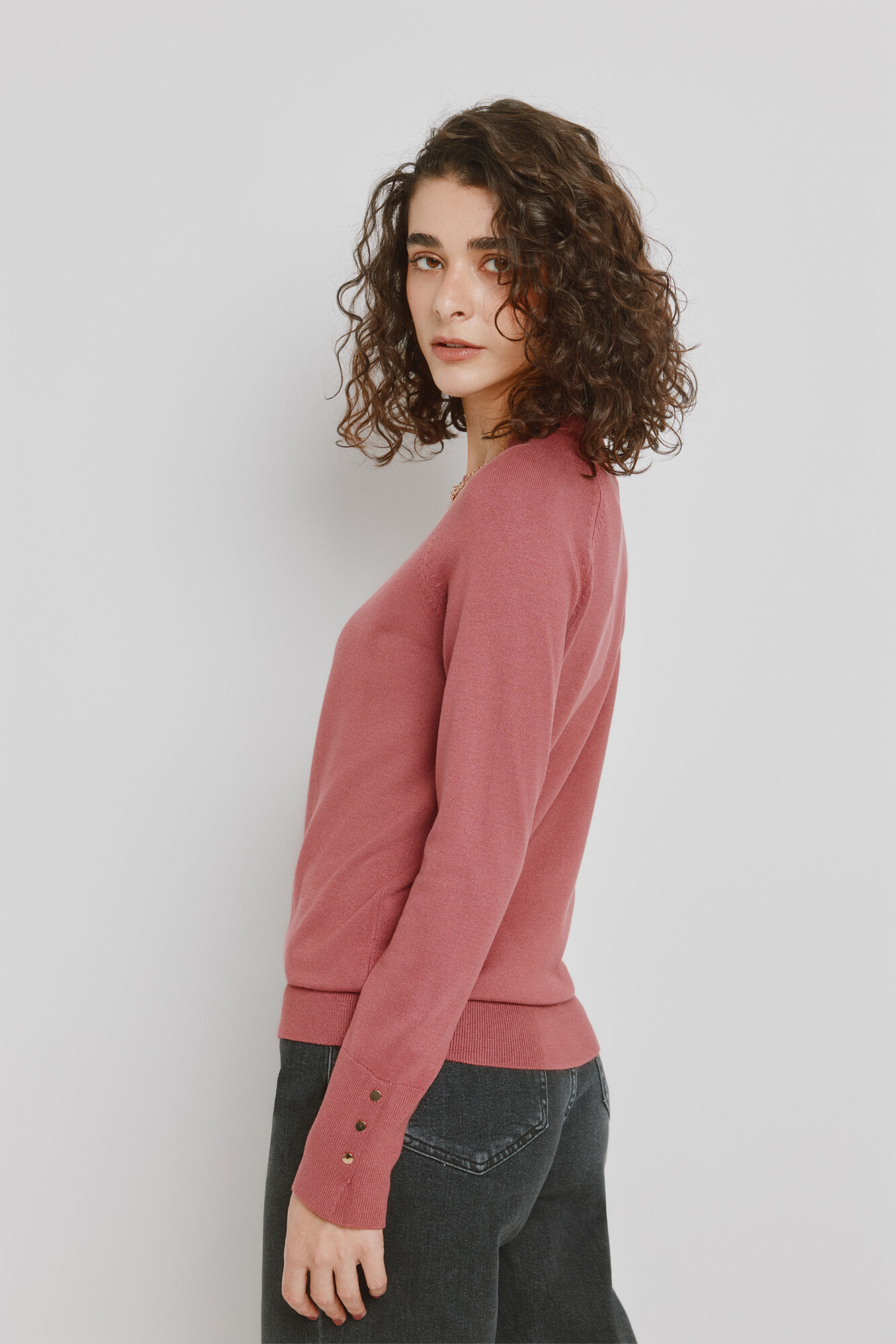 Milano Su&eacute;ter punto fino cuello redondo Coral