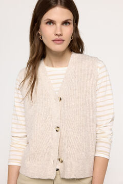 Fifty Outlet Top chaleco punto grueso botones frontales Beige